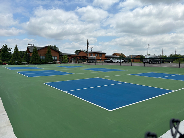 blue and green pickleball courts recently resurfaced